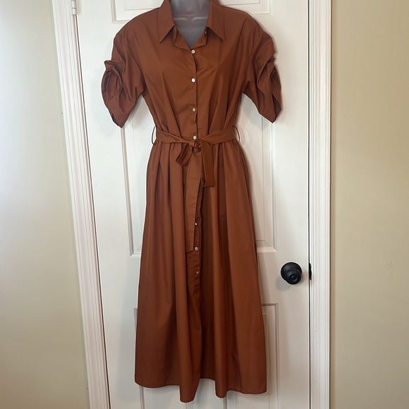 Elegant Brown Midi Dress - Picture 1 of 11